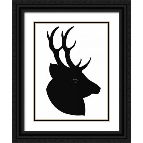 Deer Silhouette Black Ornate Wood Framed Art Print with Double Matting by Ogren, Sarah