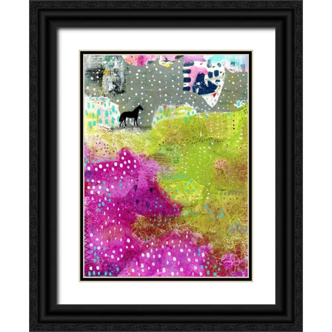 Fuchsia and Lime Pasture Black Ornate Wood Framed Art Print with Double Matting by Ogren, Sarah