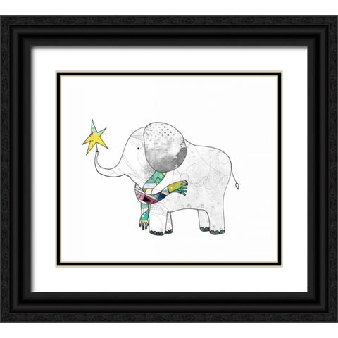 Elephant in a Scarf Black Ornate Wood Framed Art Print with Double Matting by Ogren, Sarah