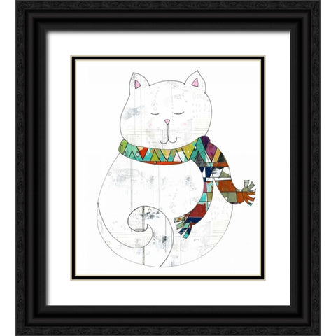 Cat in a Scarf Black Ornate Wood Framed Art Print with Double Matting by Ogren, Sarah