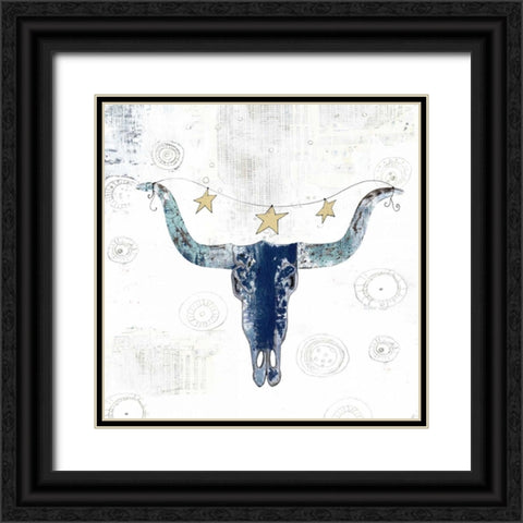 Navy Cow Skull Black Ornate Wood Framed Art Print with Double Matting by Ogren, Sarah