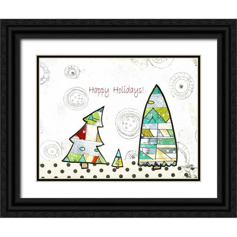 Geometric Trees Black Ornate Wood Framed Art Print with Double Matting by Ogren, Sarah