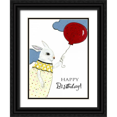 Happy Birthday Card Black Ornate Wood Framed Art Print with Double Matting by Ogren, Sarah