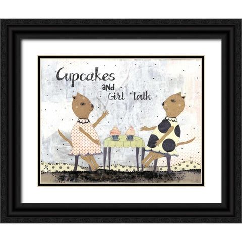Cupcakes and Girl Talk Black Ornate Wood Framed Art Print with Double Matting by Ogren, Sarah