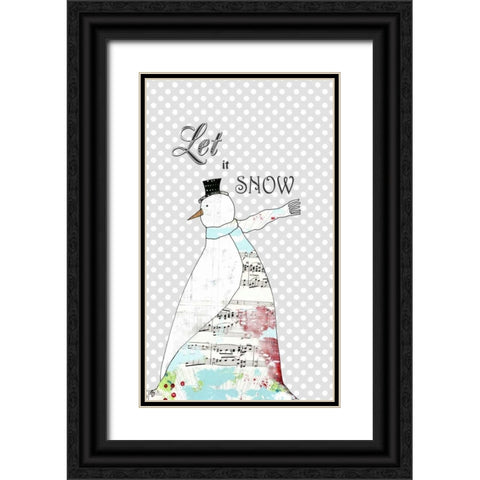 Long Scarf Snowman Black Ornate Wood Framed Art Print with Double Matting by Ogren, Sarah