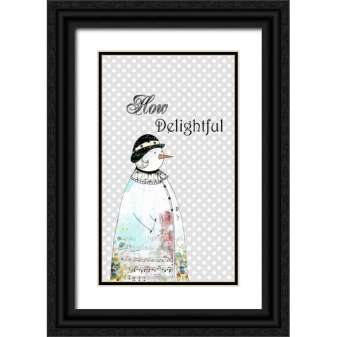 Snow-woman in Cloche Black Ornate Wood Framed Art Print with Double Matting by Ogren, Sarah