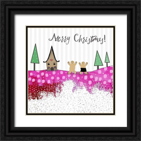 Merry Christmas Gingerbread Black Ornate Wood Framed Art Print with Double Matting by Ogren, Sarah