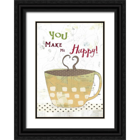 Happy Coffee Black Ornate Wood Framed Art Print with Double Matting by Ogren, Sarah