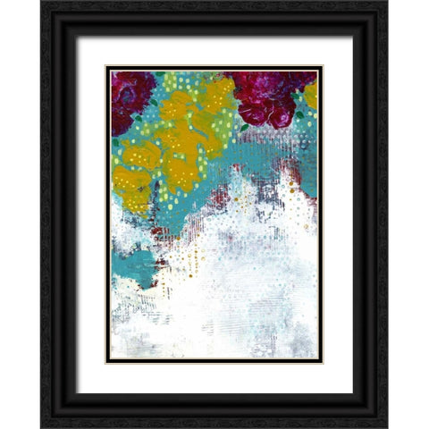 Purple and Gold Floral Abstract Black Ornate Wood Framed Art Print with Double Matting by Ogren, Sarah