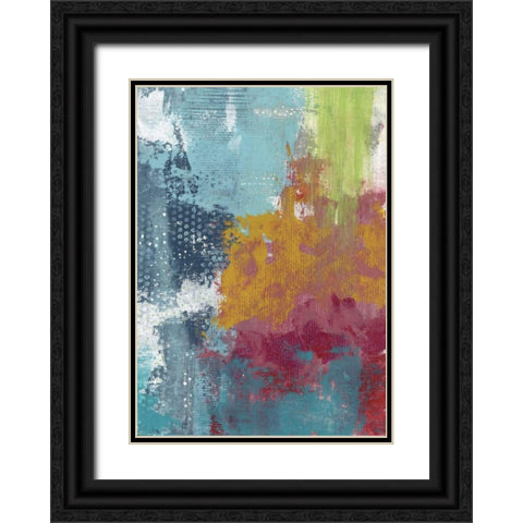 Lime Green Waterfall Abstract Black Ornate Wood Framed Art Print with Double Matting by Ogren, Sarah