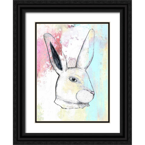 Rainbow Bunny Black Ornate Wood Framed Art Print with Double Matting by Ogren, Sarah