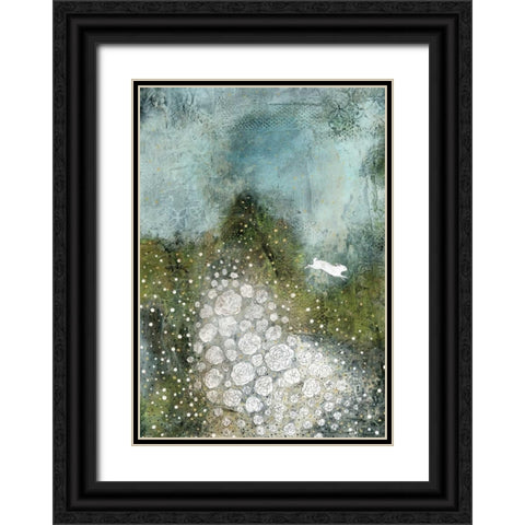 White Flowers Black Ornate Wood Framed Art Print with Double Matting by Ogren, Sarah