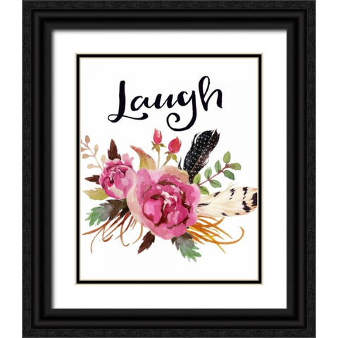 Laugh Black Ornate Wood Framed Art Print with Double Matting by Moss, Tara