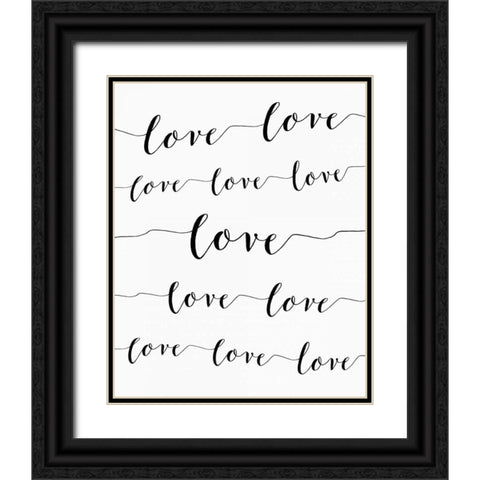 Love on White Black Ornate Wood Framed Art Print with Double Matting by Moss, Tara