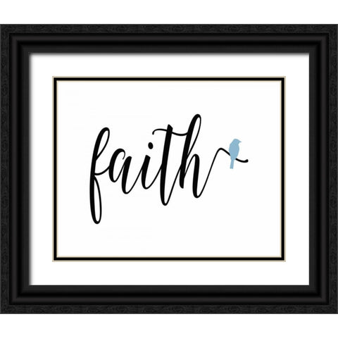 Blue Bird Faith Black Ornate Wood Framed Art Print with Double Matting by Moss, Tara