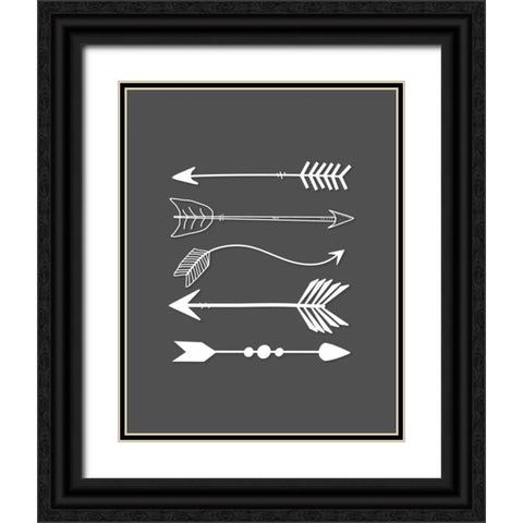 White Arrows on Gray Black Ornate Wood Framed Art Print with Double Matting by Moss, Tara