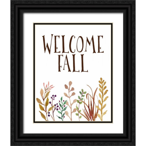 Welcome Fall Black Ornate Wood Framed Art Print with Double Matting by Moss, Tara