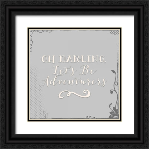 Lets Be Adventurers Black Ornate Wood Framed Art Print with Double Matting by Moss, Tara