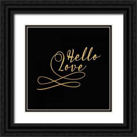 Hello Love Gold Black Ornate Wood Framed Art Print with Double Matting by Moss, Tara