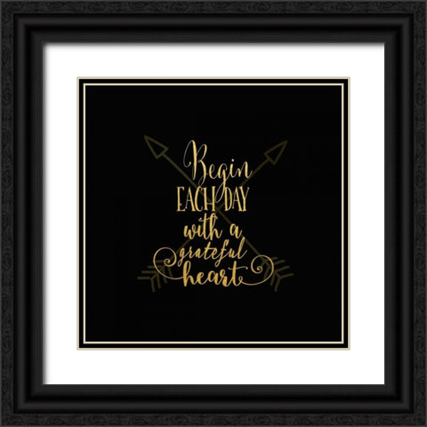 Begin Each Day Black Ornate Wood Framed Art Print with Double Matting by Moss, Tara
