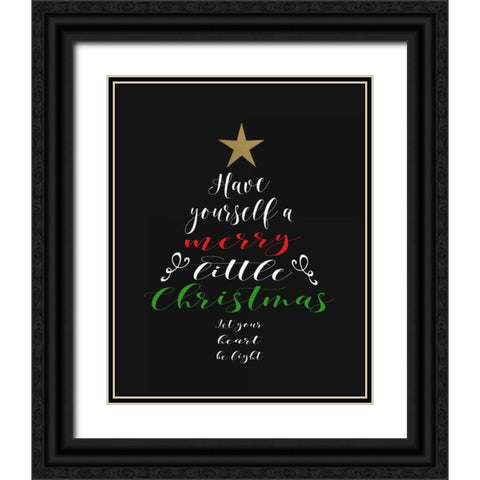 Merry Little Christmas Black Ornate Wood Framed Art Print with Double Matting by Moss, Tara