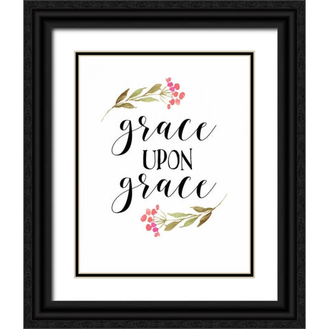 Grace Upon Grace Black Ornate Wood Framed Art Print with Double Matting by Moss, Tara