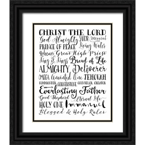 Names of God Black Ornate Wood Framed Art Print with Double Matting by Moss, Tara