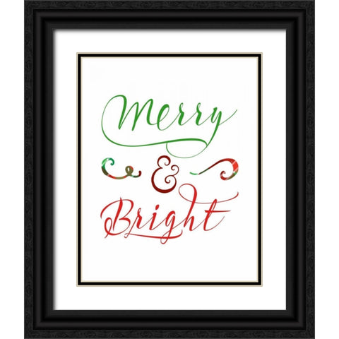 Merry and Bright Black Ornate Wood Framed Art Print with Double Matting by Moss, Tara
