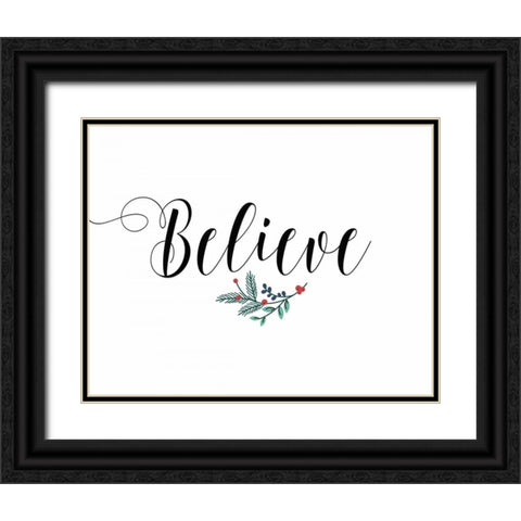 Believe Black Ornate Wood Framed Art Print with Double Matting by Moss, Tara