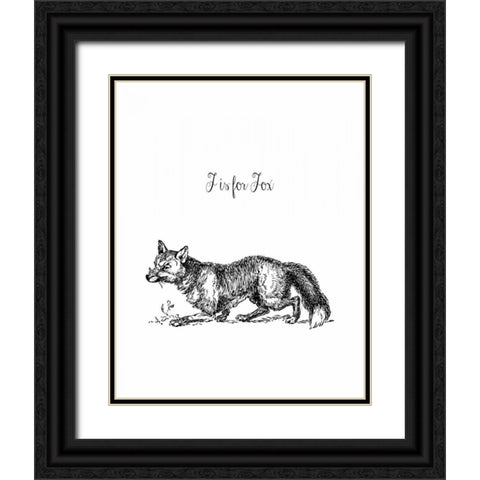 F is for Fox Black Ornate Wood Framed Art Print with Double Matting by Moss, Tara