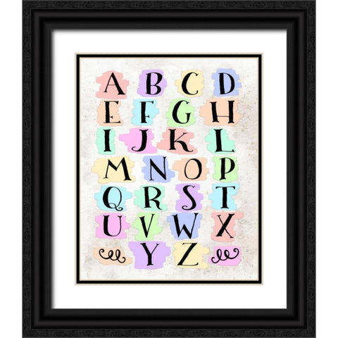Colorful Alphabet Black Ornate Wood Framed Art Print with Double Matting by Moss, Tara
