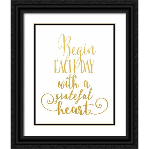Grateful Heart Gold Black Ornate Wood Framed Art Print with Double Matting by Moss, Tara