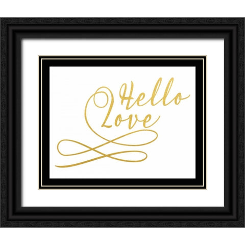 Hello Love Black Ornate Wood Framed Art Print with Double Matting by Moss, Tara
