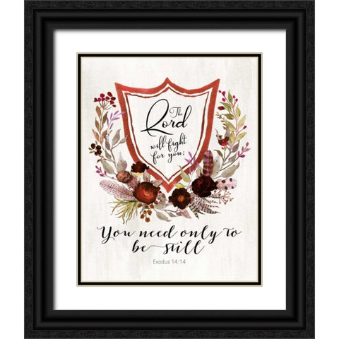 Exodus 14:14 - Burnt Orange Black Ornate Wood Framed Art Print with Double Matting by Moss, Tara