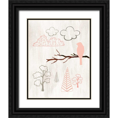 Bird Scene Black Ornate Wood Framed Art Print with Double Matting by Moss, Tara