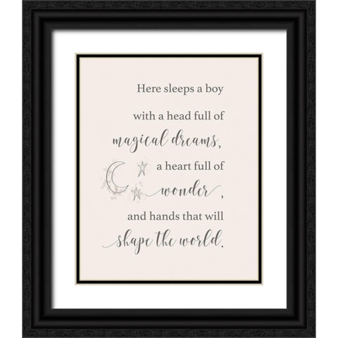 Here Sleeps a Boy Black Ornate Wood Framed Art Print with Double Matting by Moss, Tara