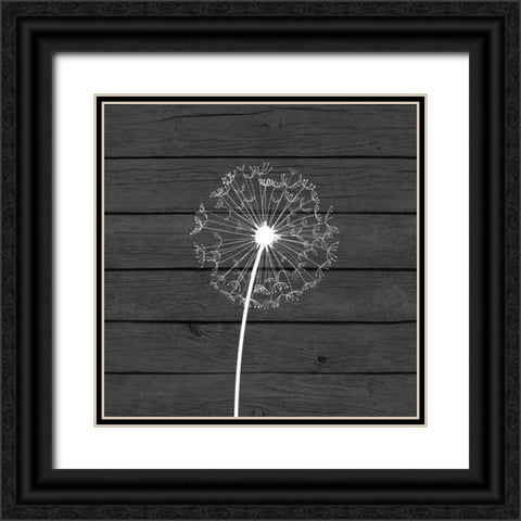 Grey Dandelion I Black Ornate Wood Framed Art Print with Double Matting by Robinson, Tamara
