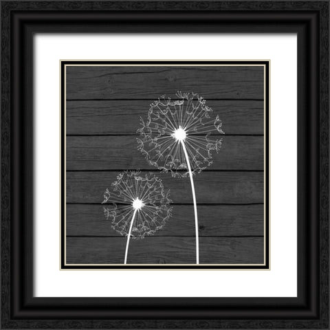 Grey Dandelion III Black Ornate Wood Framed Art Print with Double Matting by Robinson, Tamara