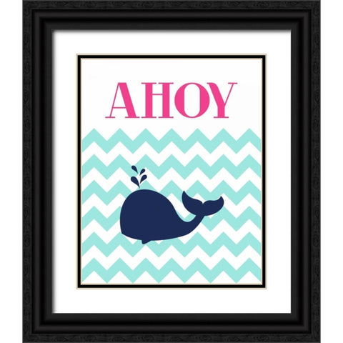 Chevron Whale Black Ornate Wood Framed Art Print with Double Matting by Robinson, Tamara