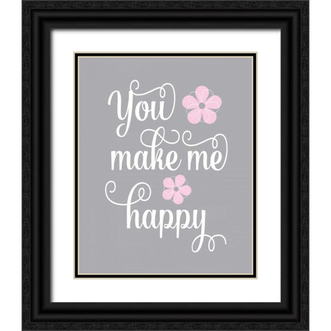 You Make Me Happy Black Ornate Wood Framed Art Print with Double Matting by Robinson, Tamara