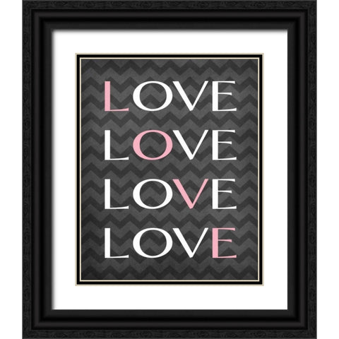 Love Love Love Love Black Ornate Wood Framed Art Print with Double Matting by Robinson, Tamara