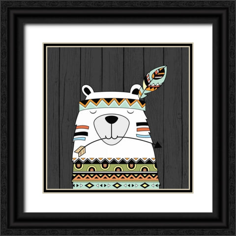 Tribal Bear Black Ornate Wood Framed Art Print with Double Matting by Robinson, Tamara