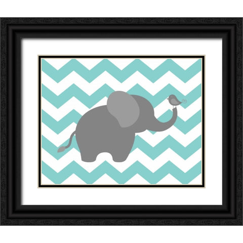 Elephant Chevron Black Ornate Wood Framed Art Print with Double Matting by Robinson, Tamara