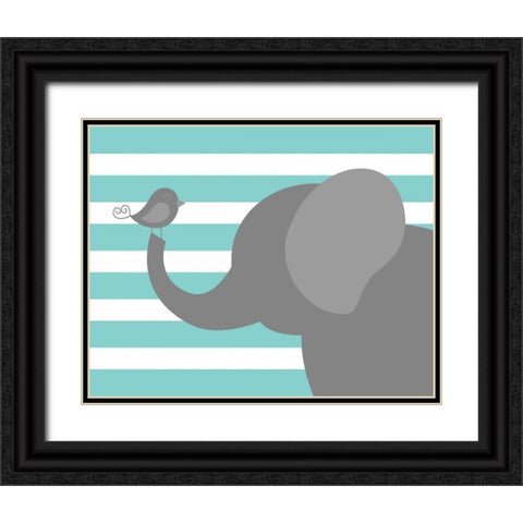 Elephant Stripe Black Ornate Wood Framed Art Print with Double Matting by Robinson, Tamara