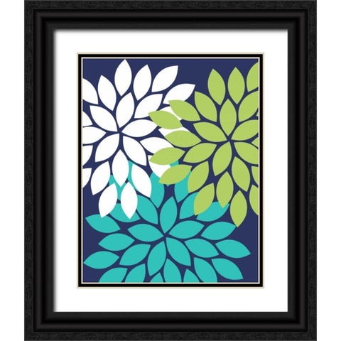Trio Flower Burst 28 Black Ornate Wood Framed Art Print with Double Matting by Robinson, Tamara