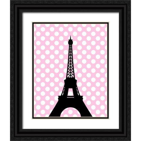 Eiffel Tower Polka Dots Black Ornate Wood Framed Art Print with Double Matting by Robinson, Tamara
