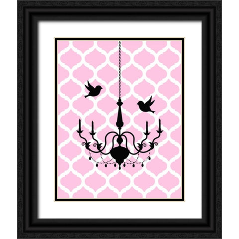 Chandelier Birds Black Ornate Wood Framed Art Print with Double Matting by Robinson, Tamara