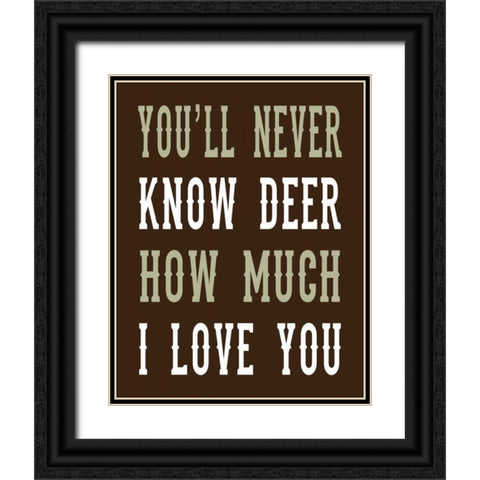 Deer Love Woods Black Ornate Wood Framed Art Print with Double Matting by Robinson, Tamara