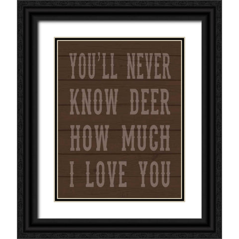 Deer Love Black Ornate Wood Framed Art Print with Double Matting by Robinson, Tamara