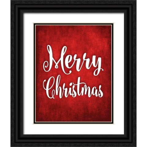 Merry Christmas Black Ornate Wood Framed Art Print with Double Matting by Robinson, Tamara
